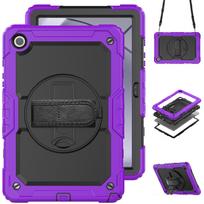 Kontrastingos spalvos besisukantis stovo dėklas su dirželiu, skirtas Samsung Tab A9 Plus X115 Tab A11 8.7 (SM-X133/X135) 2025 purple
