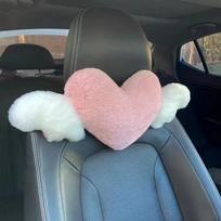 New Love Neck Pillow Seat Back Pillow Lumbar Support Cushion Heart-Shaped Car Headrest Plush Universal Car Accessories pillow gray