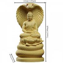 Factory Direct Supply Boxwood Carving Sakyamani Buddha Ornament Snake Protection Buddha Home Decoration Car Decoration Crafts 7.6x4.2x2.3cm
