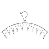 Household Clothes Hanger Stainless Steel Clothes Drying Rack Storage Balcony Drying Socks Hanger with 10/20 Clips Clothes Rack white