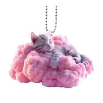 Katės Pakabukas Veidrodėlio Papuošalas 2D Katė Savavališkas Žavesys Automobilio Interjero Pakabukas Vidaus Lauko Dekoras Dovana Artimiesiems Cat pink