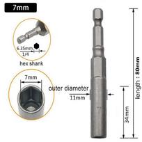 1Pcs Drive Socket Hex Socket Magnetic Nut Screwdriver 5.5-19mm Key Drill Bit Adapter Pneumatic Tool Accessory 1/4  Hex