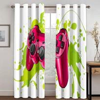 Cool competitive game controller Design Print Kid Boy Childern Thin 2 Pieces Curtains for Living Room Bedroom Window Drape Decor 50W130H(CM) 2PCS&Rod Pocket red