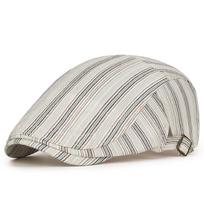 Retro Striped Beret Female British Retro Duck Tongue Forward Hat Men's Literary Young Painter Hat Stripe Lattice Berets Hats M（55-60cm）