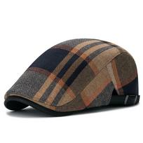 Spring Summer Berets Hats for Women Men Multicolor Plaid Herringbone Caps Duckbill Newsboy Cap Thin Cabbie Ivy Flat Hat Adjustable tamsiai mėlyna