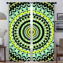 Window Curtain for Room 2 Panel Trippy Vibrant Mandalas Kitchen Curtains Halloween Decoration Shades Tulle for Bedroom Partition W50xH70cmx2pcs-CL