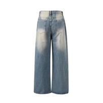 Retro Baggy Casual Straight Jeans Women Spring Washed Denim Trousers Vintage Versatile High Waist Wide Leg Pants S