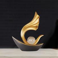 Meninė valties statulėlė svetainės puošmenai ir dovanai Black 18.5x8x25.8cm beige