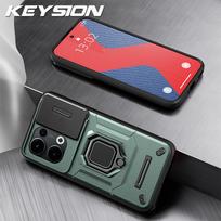 KEYSION Smūgiams atsparus dėklas OPPO Reno13 Pro 5G, slankiojantis kameros objektyvo apsauginis žiedas, stovas, telefono galinis dangtelis OPPO Reno 13 Pro 5G for OPPO Reno13 5G žalia