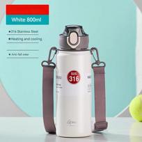 800ml Nerūdijančio plieno termosas Butelis Namų virtuvės vandens buteliai Virtuvės reikmenys Nešiojamas Kavos puodelis su šiaudeliu su dangteliu 800ml-1000ml gray