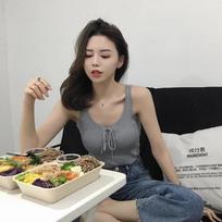 Sleeveless Knitted Lace New Hong Kong Style Camisole Women's Outer Wear Bottoming Vest Summer Top Trendy One size