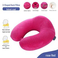 Cartoon Memory Foam U-Shaped Neck Pillow for Travel and Children Rose red velvet. 30*30*9/14 rožinė raudona spalva