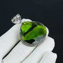 Peridot Gemstone Silver Pendant in 925 Sterling Silver -Handmade Pear Design, Everyday Wear Jewelry Birthday Gifts 2.30 " žalia