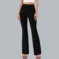 Women's Pants Summer Casual High-waisted Flare Work Pants With Pockets  Casual Pants S juoda