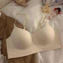 Women's Bras Trackless Solid Underwear Backless Push Up Bras For Female Simple Underwear With Pad Brassiere 38/85AB brown