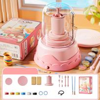 Mini molio rinkinys vaikams Rankų darbo pasidaryk pats molio įrankių rinkinys Elektrinis sukamasis molio ratas Gimtadienio dovanos mergaitėms ir berniukams Pink Electric Pottery Machine