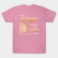 T Shirt Women Lemurs Make Me Happy Lemur Madagascar Harajuku Print Kawaii Tshirt Summer Short Sleeve Female T-Shirt Top Tee S rožinė