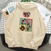 Hot Anime Helluva Boss Graphic Printed Hooded Women Unisex Casual Loose Hoodies Prevalent Sweatshirt Harajuku Unisex Streetwear L smėlis