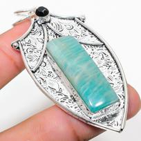 Amazonite, Spinel Handmade 925 Sterling Silver Jewelry Pendant 3.03  C3F48