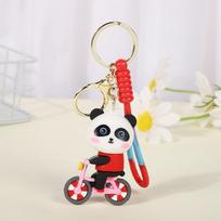Raudonoji panda Sportinio dviračio Animacinis raktų pakabukas - Vaikų zoologijos sodo suvenyras Dovanėlė Doll: 6.5cm H x 4.3cm W x 2.4cm D / String: 9cm L raudona