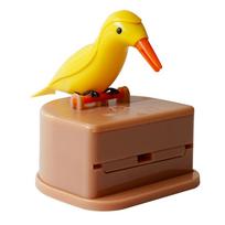 Toothpick Box Toothpick Storage Case Automatic Dispenser Bird Shape ABS Plastic Holder, Yellow, Pink yellow