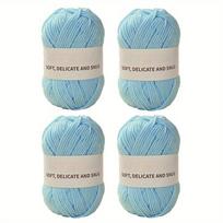 4pcs 4-Strands Multicolor Combed Yarn Bundle Soft Vibrant and Durable Material for DIY Crocheting Knitting Sweater Making Flower Crafting 4pcs mėlyna