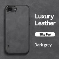 KEYSION Luxury Retro PU Leather Case for iPhone 16e Soft Silicone+PC Shockproof Phone Back Cover for iPhone 16e 2025 for iPhone 16e tamsiai pilka spalva