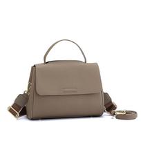 TOGO Cowhide Korean Style Genuine Leather Women's Shoulder Handbag pilka spalva