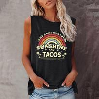 Seeyoushy Just A Girl Who Loves Sunshine and Tacos Print Summer Women Tank Top Sleeveless New Graphic T Shirt Y2k Aesthetic Tops S