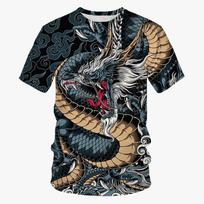Vasaros Naujas Šaunus 3D Drakono Spausdinimo Mados Vyriški Apvalios Kaklo Trumpomis Rankovėmis Marškinėliai Juokingi Vaikų Marškinėliai Dydis 100-6XL Per dydį S gray