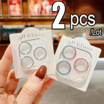 2pcs for iPhone 16 Pro Max 15 14 13 12 11 Pro Max Plus Mini Camera Lens Protector Bling Glitter Metal Cover Glass Lens Screen Protective Accessories iPhone 16 Plus balta