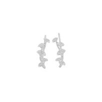 Interwoven Ginkgo Biloba Earrings, Unique Design Sense Female Korean Version Small Apricot Ear Hook Literary Sweet Fan Leaf Stud Earrings Copper white