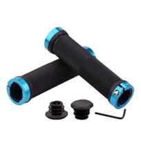 1 Pair Bicycle Handlebar Grip Cover with Ends Screwdriver Tool Non-slip Rubber Aluminum Alloy MTB Handle Grip Sleeve Bicycle Accessories mėlyna