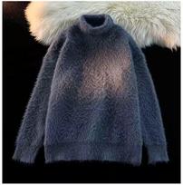 Trendy Unisex High Collar Sweater: Casual Hong Kong Style Knit for Teens and Students. XXXL pilka spalva