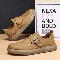 New Men's Casual Shoes Fashion Buckle Round-toe Britain Style Loafers Versatile Breathable Men's Shoes 39 auksinė
