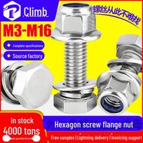 304 Stainless Steel Hex Bolt and Nut Set with Nylon Flange and Washers M4*8