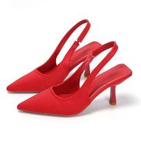 Vasaros Moteriškos Aukštakulnės Basutės Raudonos Smailianosės Slingback Basutės Batai Žalios Juodos Violetinės Katytės Kulniukai Šventinės Promo Ponios Stiletai 35 red