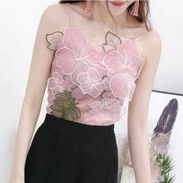 Joker Three-dimensional Embroidery Little Fresh Port of Retro Chic Knit Condole Belt Vest Outside The Women's Summer Wear The New Tide One size