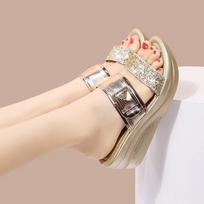 Women Slippers Casual Sling Backs Wedges Women Sandals Glitter Platform Comfortable Slippers  New Spring Summer Slides Women 35
