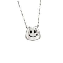 Double Sided Adhesive Drop Smile Small Skirt Necklace Smiley Face Corn Grain Collarbone Chain Cute white