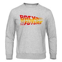 Back to the Future Funny Movie Printed Sweatshirt Men Fashion Clothing Crewneck Pullover Loose Oversized Sportswears S white