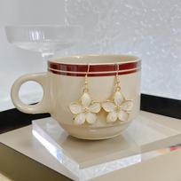 Vintage Hong Kong Style Floral Earrings with Geometric Design