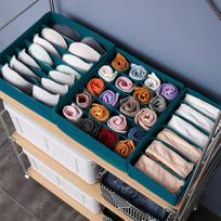 Morandi Audinio Apatinių Drabužių Laikymo Dėžutė - 3-in-1 Organizatorius Liemenėlėms, Kojinėms ir kt. Morandi Color No-Lid Underwear 3-Piece Set ežero mėlyna spalva