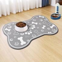 Bone-Shaped Quick-Dry Pet Feeding Mat with Non-Slip Rubber Backing - Stain-Resistant Diatom Mud Dog & Cat Bowl Placemat 30x45cm gray