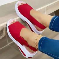 Milleria Fish Mouth Flat Heel Beach Low-Top Into Black Light Mouth Single Shoes 35 raudona