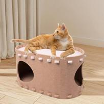 Cat House Bed Cave Condo Tunnel Tent for Sleeping Kitten Hiding Winter chaki