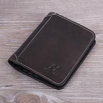 Vyriška piniginė, odinė „Billfold“ plona hipsteriška karvės odos kreditinių kortelių / ID laikikliai, monetų įdėklai, prabangios verslo sulankstomos piniginės Vertical juoda