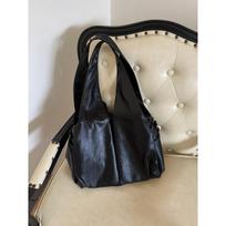 American Retro Oil Wax Leather Large Capacity Tote Bag Black High-end Versatile One-shoulder Underarm Bag Commuter Crossbody Bag