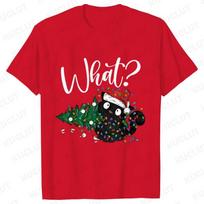 Funny Christmas Women T Shirt Cute Cat What Christmas Tree Y2k Tops Ulzzang Harajuku Short Sleeve Tees Female Aesthetic Clothing S