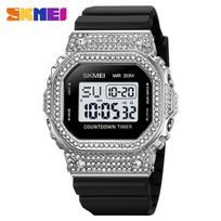 2025 new luxury diamond-encrusted women's electronic watch female student electronic watch waterproof digital watch sidabras